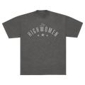 The Front of a Gray t-shirt with 'The Highwomen' logo