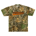 Camouflage green t-shirt with 'The Highwomen' logo in Orange on the center chest. 