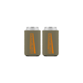 Two green beer koozies with 'Highwomen' branding in Orange set vertically. 